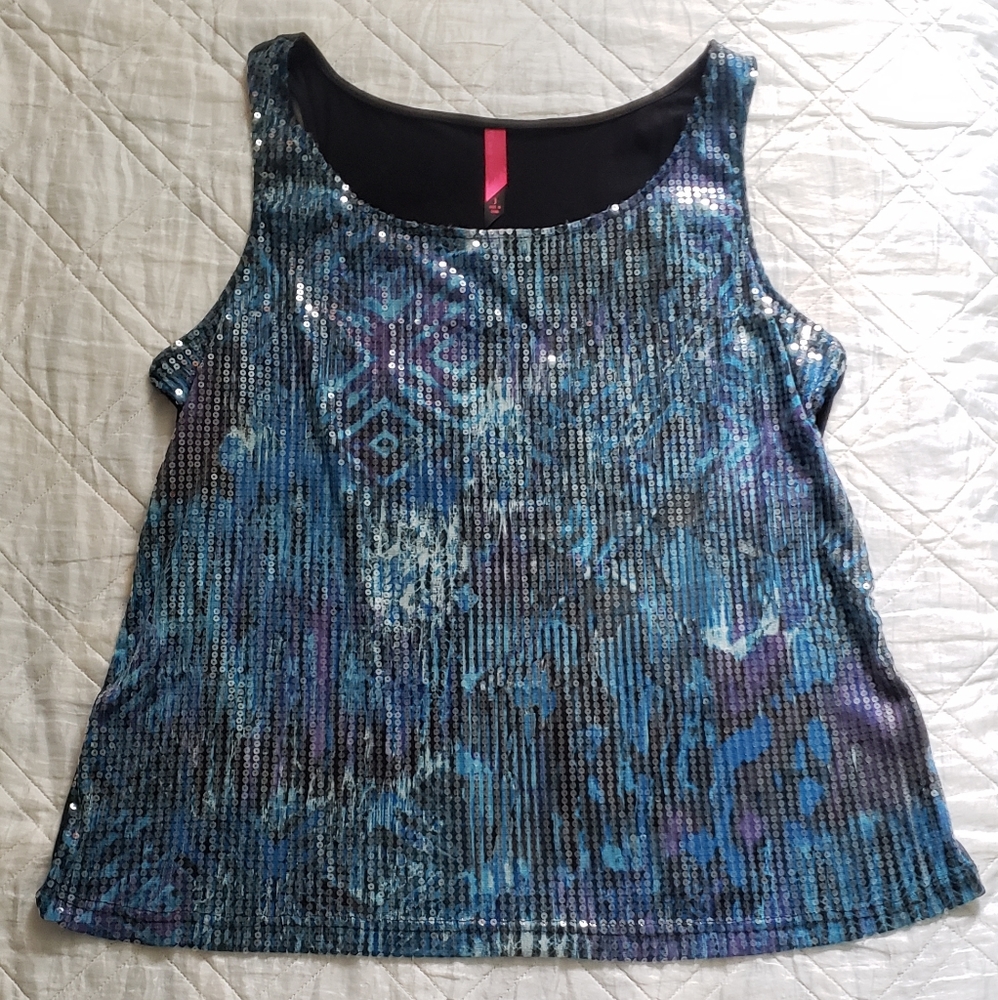 Blue Sequin Tunic Tank Plus Size
